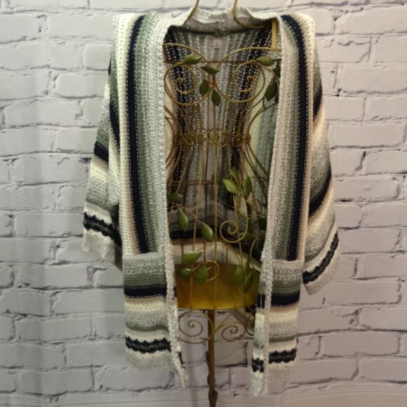 Cato Sweaters - Cato, Like New Green, Blue, Gray, Tan, Cream 3 Quarter Sleeve Cardigan